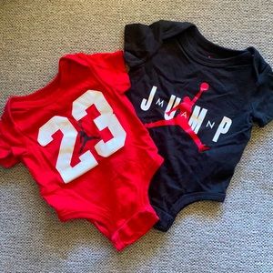 Jordan 3 Month onesies Red and Black
